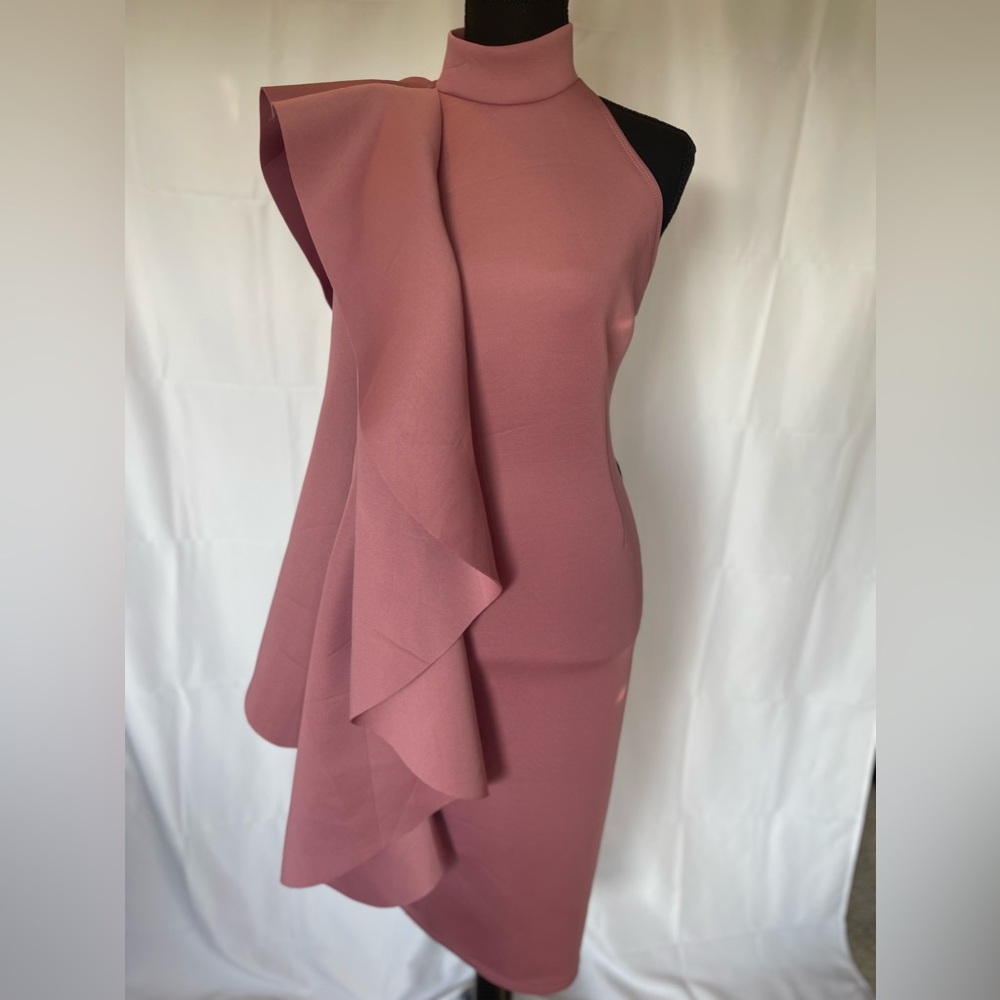 Ruffle bodycon dress, Size M, color pink